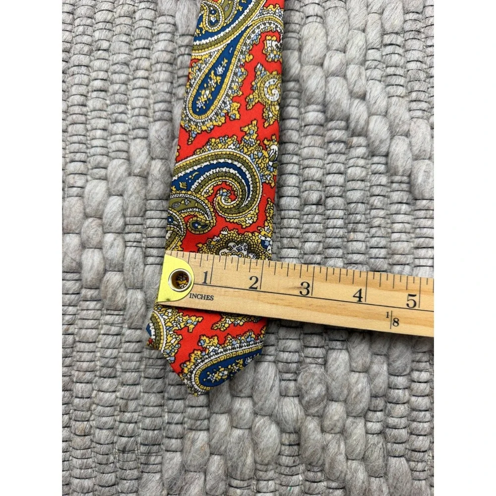 Don Loper of California Silk Tie Mens OS Red Blue Paisley Vintage Skinny